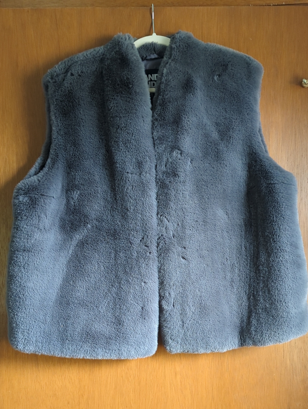 Lands' End Plush Faux Fur Vest in Slate Gray